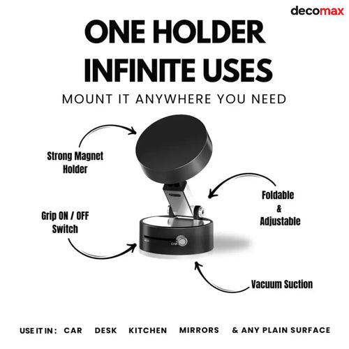 MaxMount™ – Magnetic Phone Holder with Vacuum Suction & 360° Rotation