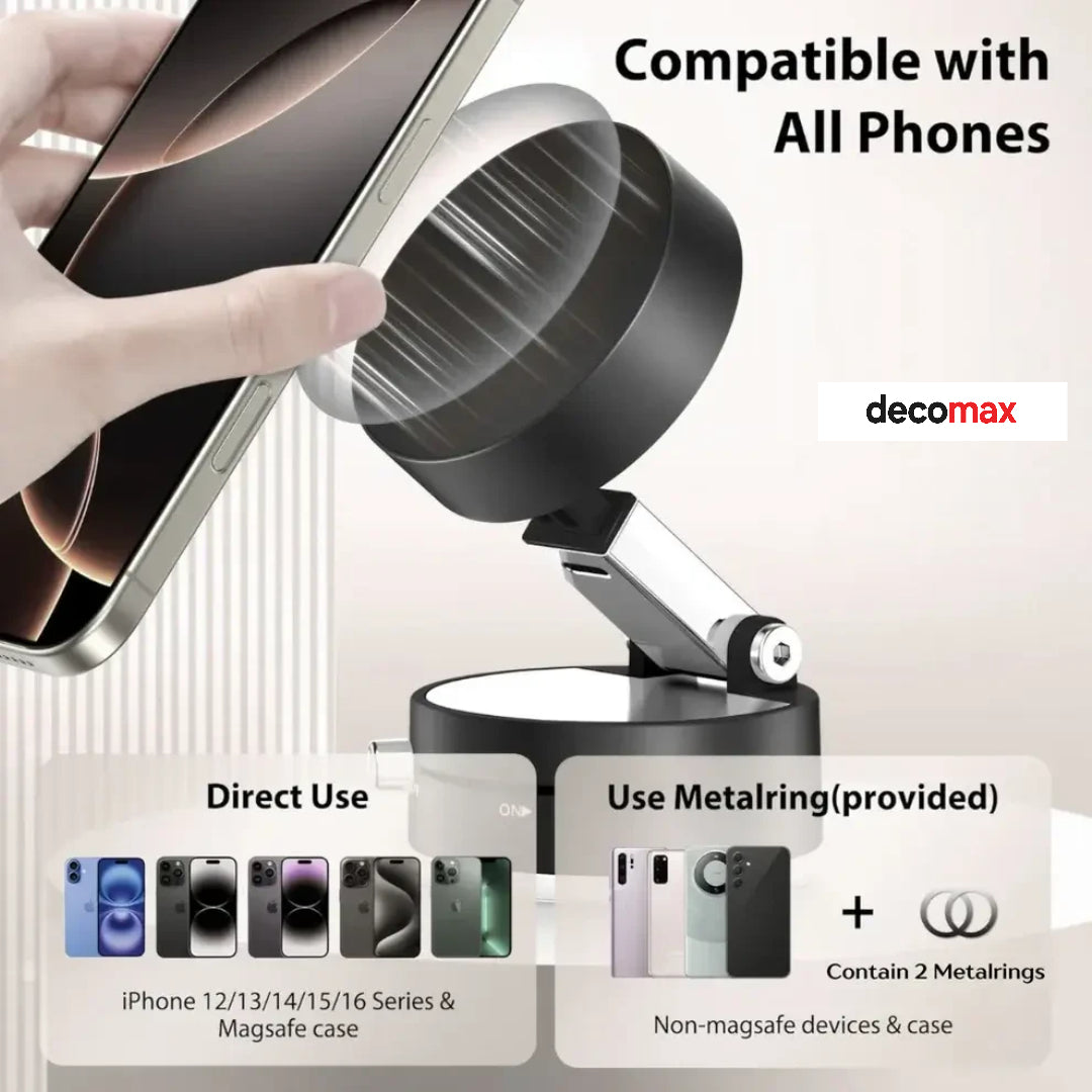 MaxMount™ – Magnetic Phone Holder with Vacuum Suction & 360° Rotation